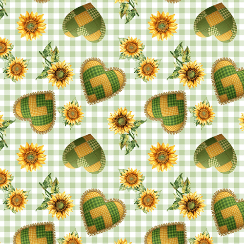 Tecido Tricoline Estampado Corações Girassóis Juninos 9050v451