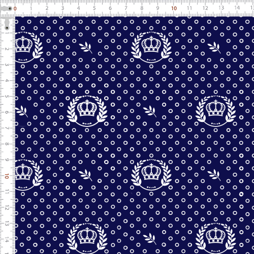 Tecido Tricoline Estampado Coroa Azul Marinho 1169v605