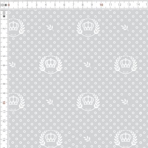 Tecido Tricoline Estampado Coroa Branca Fundo Cinza 1169v091