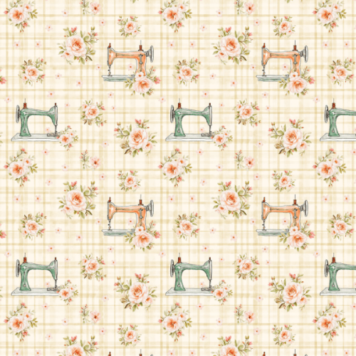 Tecido Tricoline Estampado Costura com Flores Retrô 9050v297