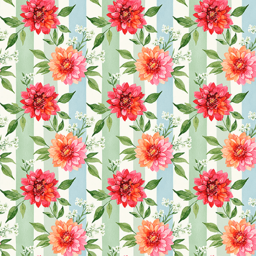 Tecido Tricoline Estampado Dálias Vermelhas 9050V402