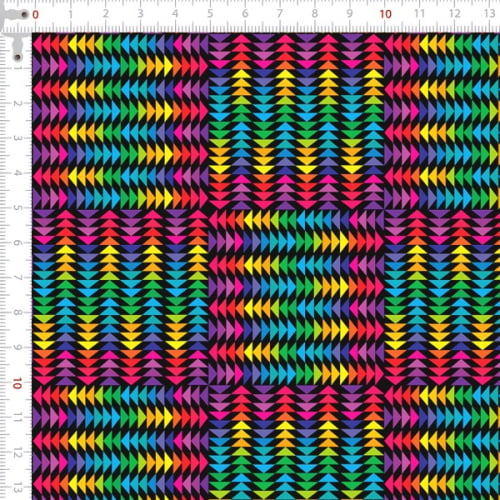 Tecido Tricoline Estampado Digital  Triângulos Coloridos 9100e2710