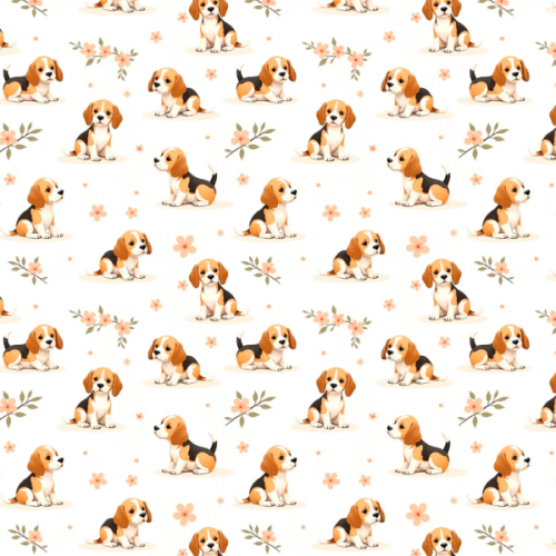 Tecido Tricoline Estampado Dog e Flores 9050v337