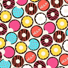 Tecido Tricoline Estampado Donuts Decorados 3371