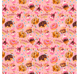 Tecido Tricoline Estampado Donuts e Doces Fundo Rosa 9050V048