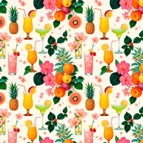 Tecido Tricoline Estampado Drinks Tropicais 9050v315