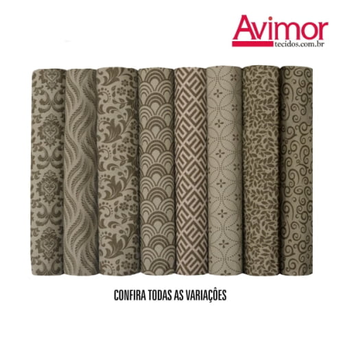 Tecido Tricoline Estampado Elegance Bege Must Have 1240v05