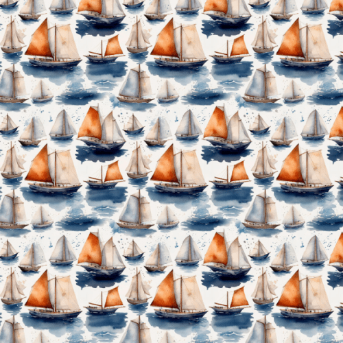 Tecido Tricoline Estampado Encontro de Barcos 9050v317