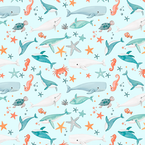 Tecido Tricoline Estampado Encontro Submarino 9050V443