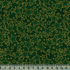 Tecido Tricoline Estampado Estrelas de Natal Verde
