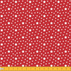 Tecido Tricoline Estampado Estrelas Fundo Vermelho 1229v106