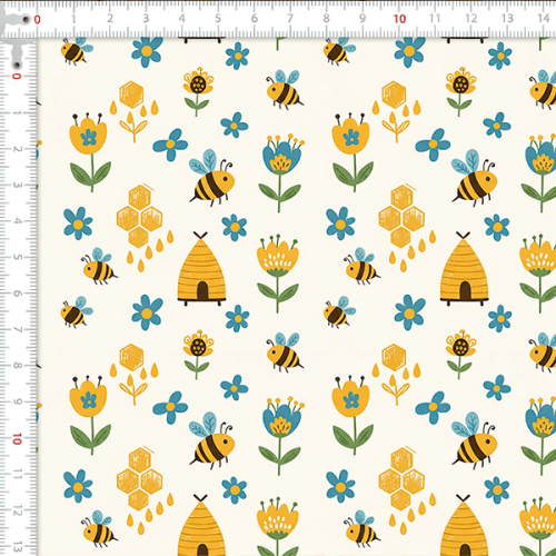 Tecido Tricoline Estampado Fazenda de Mel 9050V440