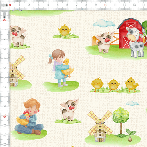 Tecido Tricoline Estampado Fazenda Fofa 9050V435