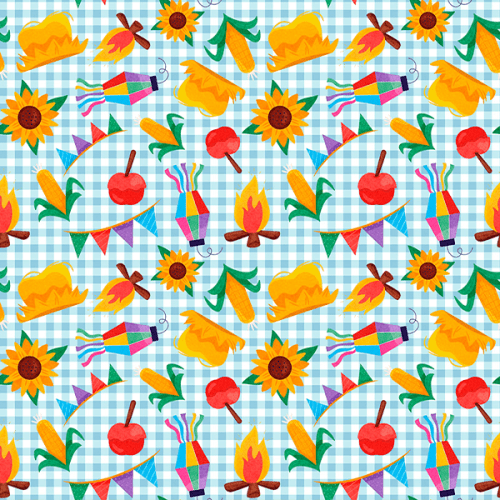 Tecido Tricoline Estampado Festa Junina Fundo Xadrez 9050v463