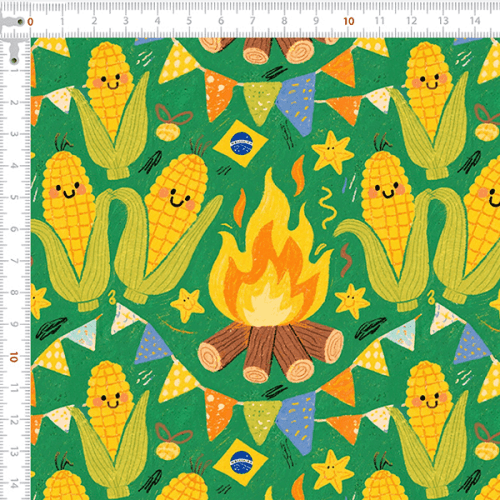 Tecido Tricoline Estampado Festa Milhos Junino 9050v450