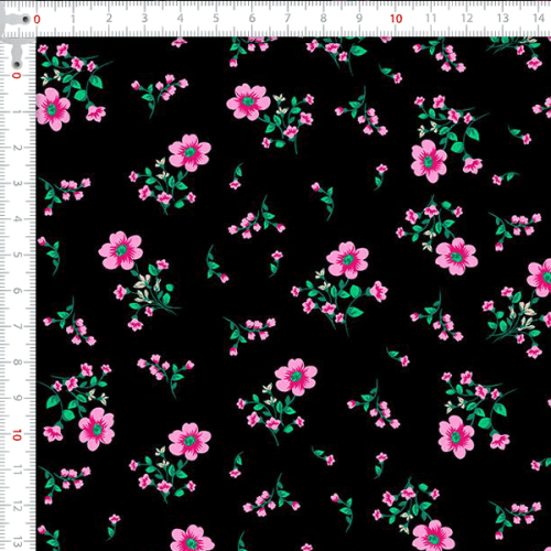 Tecido Tricoline Estampado Flor Miúda Preto 5162V004