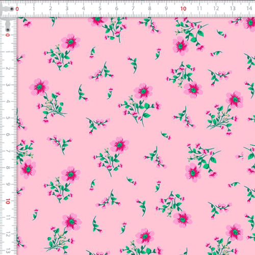 Tecido Tricoline Estampado Flor Miúda Rosa 5162V001