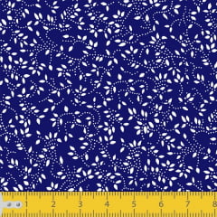 Tecido Tricoline Estampado Florais Branco Ramificado Fundo Azul Marinho 1047v605