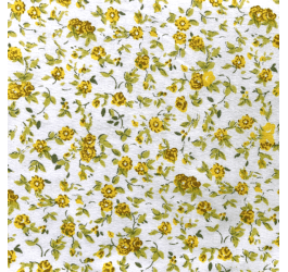 Tecido Tricoline Estampado Floral Amarelo Fundo Branco CL4223