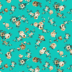 Tecido Tricoline Estampado Floral Amarelo fundo Verde 3209