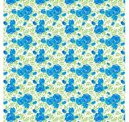 Tecido Tricoline Estampado Floral Barrado Fundo Azul 16230