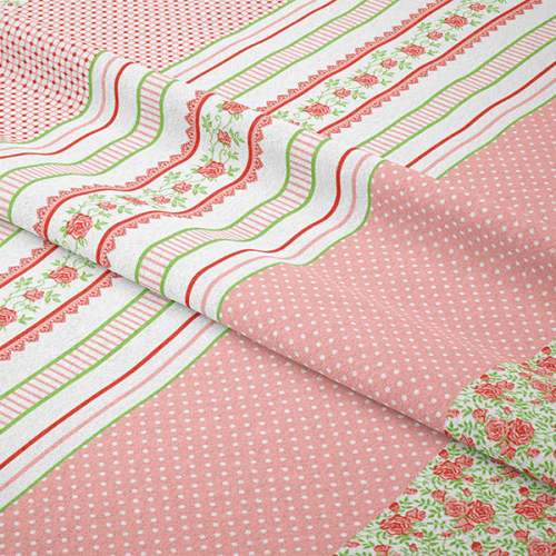 Tecido Tricoline Estampado Floral Barrado Fundo Rosê claro (0,55 x 1,50 mts) 16226