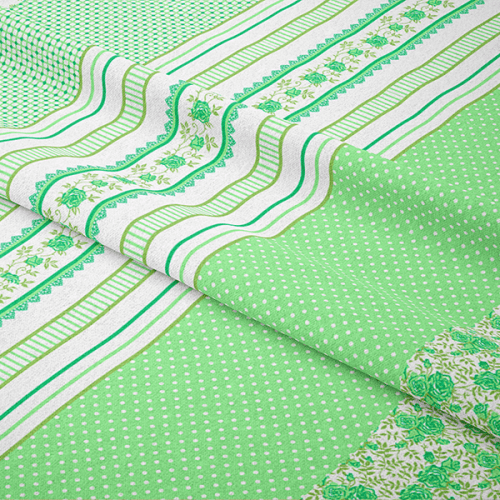Tecido Tricoline Estampado Floral Barrado Fundo Verde (0,55 x 1,50 mts) 16227