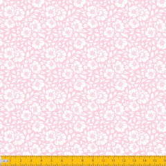 Tecido Tricoline Estampado Floral Desenhado Fundo Rosa Bebe 1177v081