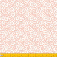 Tecido Tricoline Estampado Floral Desenhado Fundo Rose 1177v053