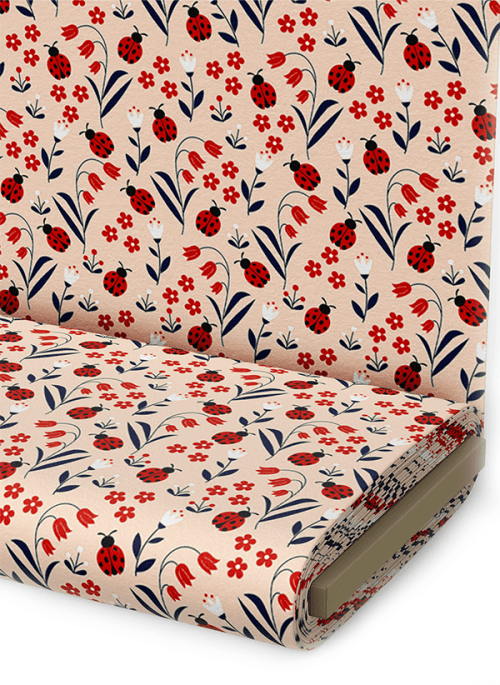 Tecido Tricoline Estampado Floral Lirios e Joaninhas 4127v002