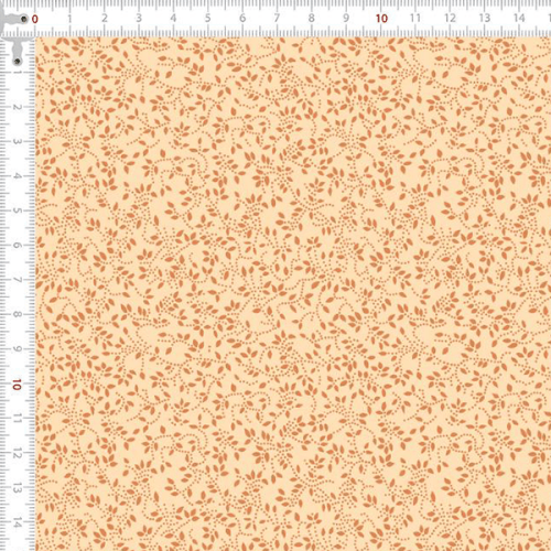 Tecido Tricoline Estampado Floral Ramificado Bege 1047v230