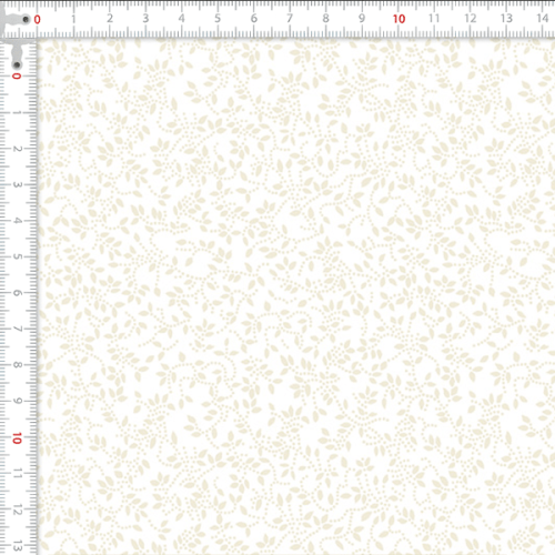 Tecido Tricoline Estampado Floral Ramificado Branco 1047v203