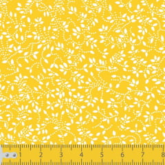 Tecido Tricoline Estampado Floral Ramificado Amarelo 1047v134