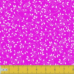 Tecido Tricoline Estampado Floral Ramificado Pink 1047v108