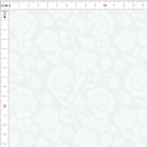 Tecido Tricoline Estampado Flores de Camafeu Off White 2118v001