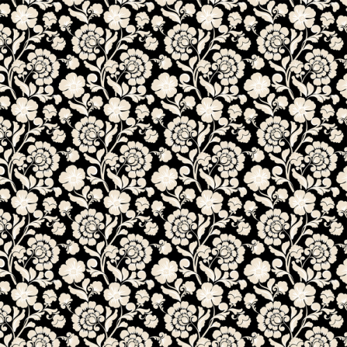 Tecido Tricoline Estampado Flores de Camafeu Preto 2118V006