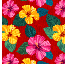 Tecido Tricoline Estampado Flores de Festa Junina Vermelho 9050v095
