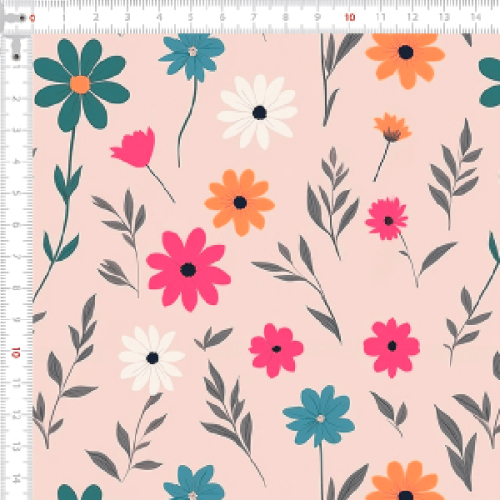 Tecido Tricoline Estampado Flores Graciosas Fundo Rosa Candy 9050v285