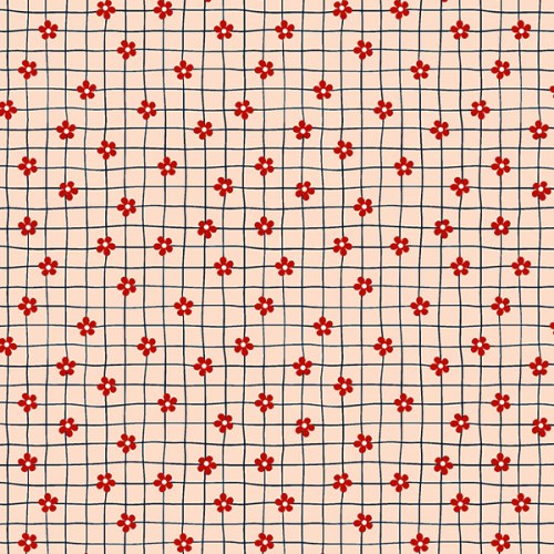 Tecido Tricoline Estampado Florzinhas Vermelha Grid 3109V002