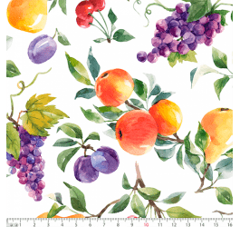 Tecido Tricoline  Estampado  Frutas Estilo Aquarela 8099v01