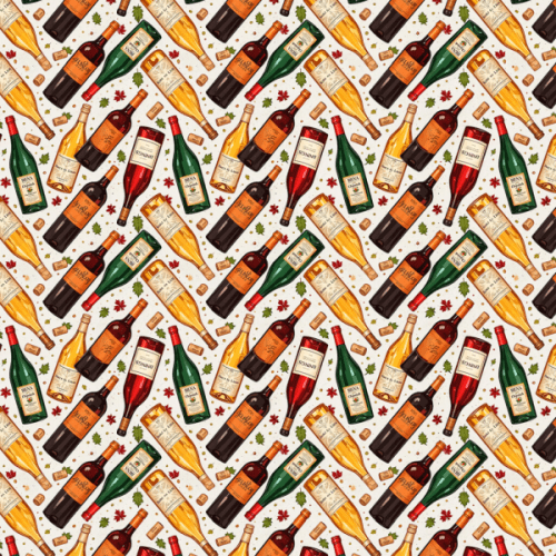 Tecido Tricoline Estampado Garrafas de Vinho 9050v316