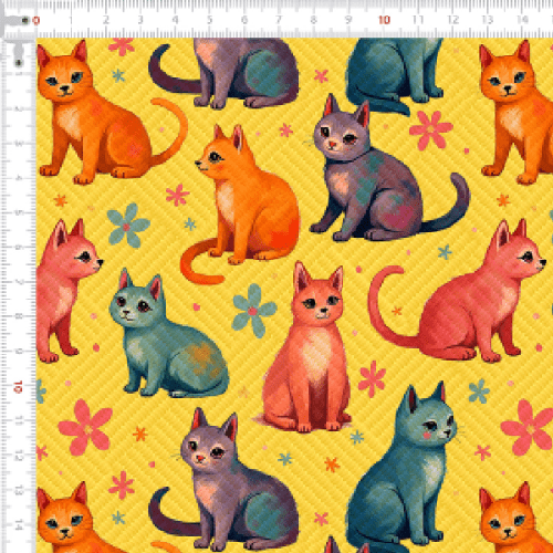 Tecido Tricoline Estampado Gatinhos e Flores 9050v335
