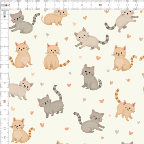 Tecido Tricoline Estampado Gatinhos Love 9050v340