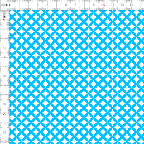 Tecido Tricoline Estampado Geométrico Mosaico Azul 1425v307