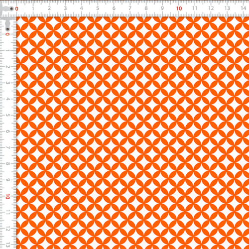 Tecido Tricoline Estampado Geométrico Mosaico Laranja 1425v310