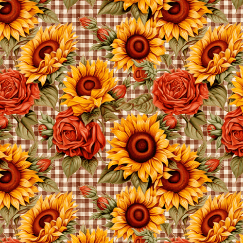 Tecido Tricoline Estampado Girassóis e Rosas Junino  9050v453