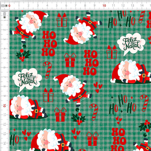 Tecido Tricoline Estampado Ho Ho Ho Natal 6227v001