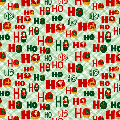 Tecido Tricoline Estampado Ho Ho Ho Verde 6222v001