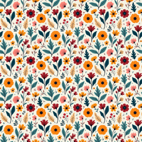 Tecido Tricoline Estampado Jardim Alegre com Flores Miúdas Coloridas 9050v284