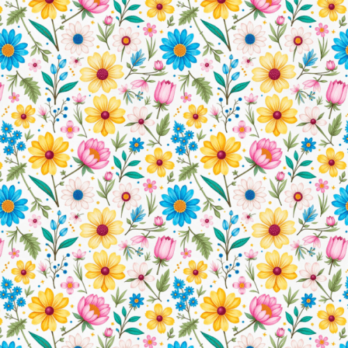 Tecido Tricoline Estampado Jardim das Margaridas Coloridas 9050v287